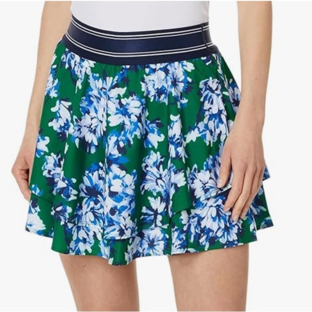 Skechers GOwalk Sport Court Layered Skort Green Blue Floral Skirt Pockets NEW
